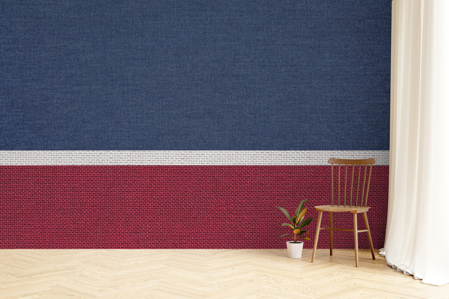 Blue & Red Fabric Texture Wallpaper Mural