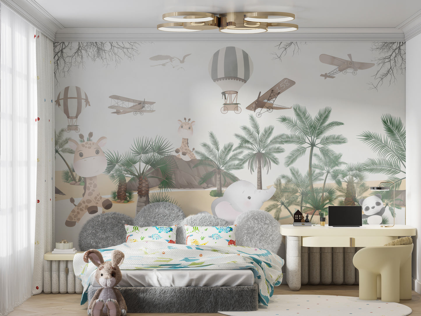 Cartoon animal wallpaper for nursery
