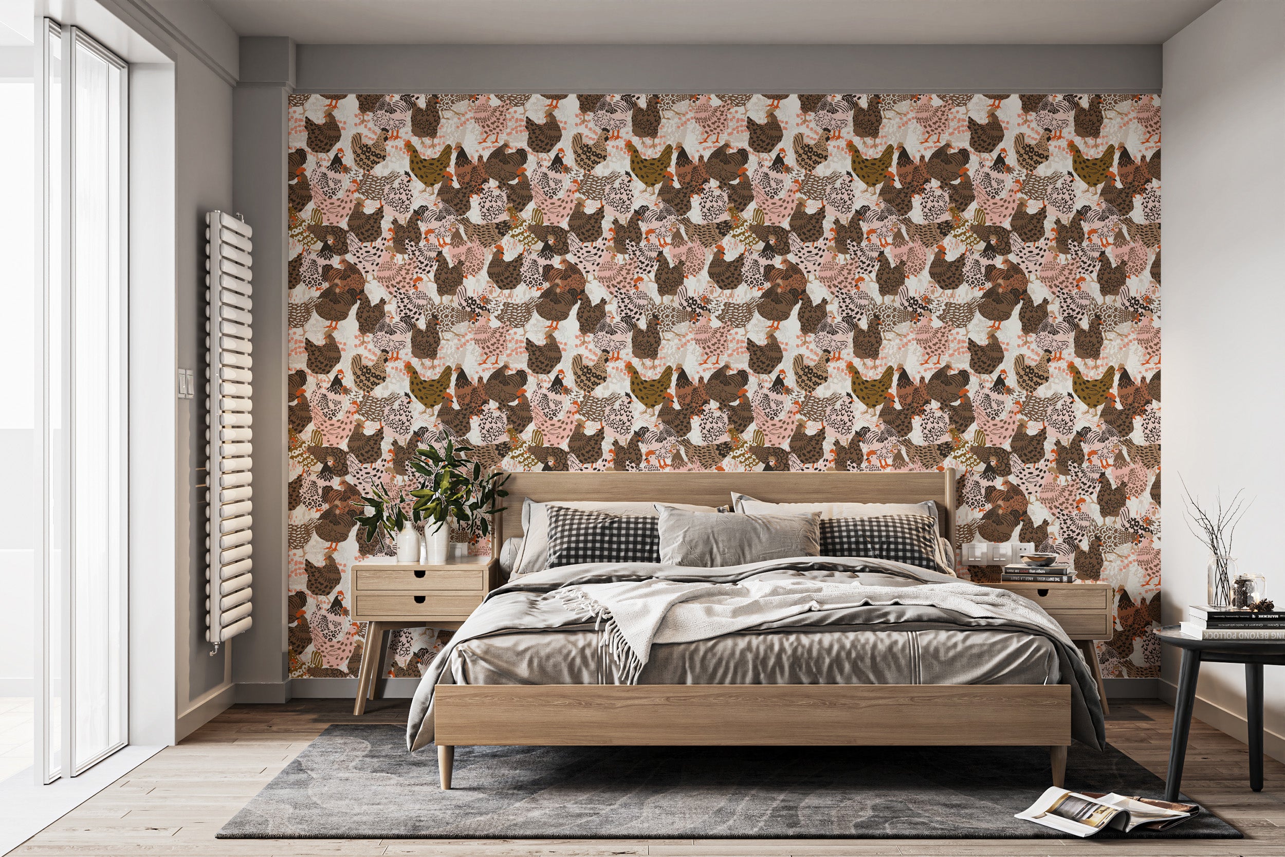 Clucking chic poultry wallpaper for kitchens