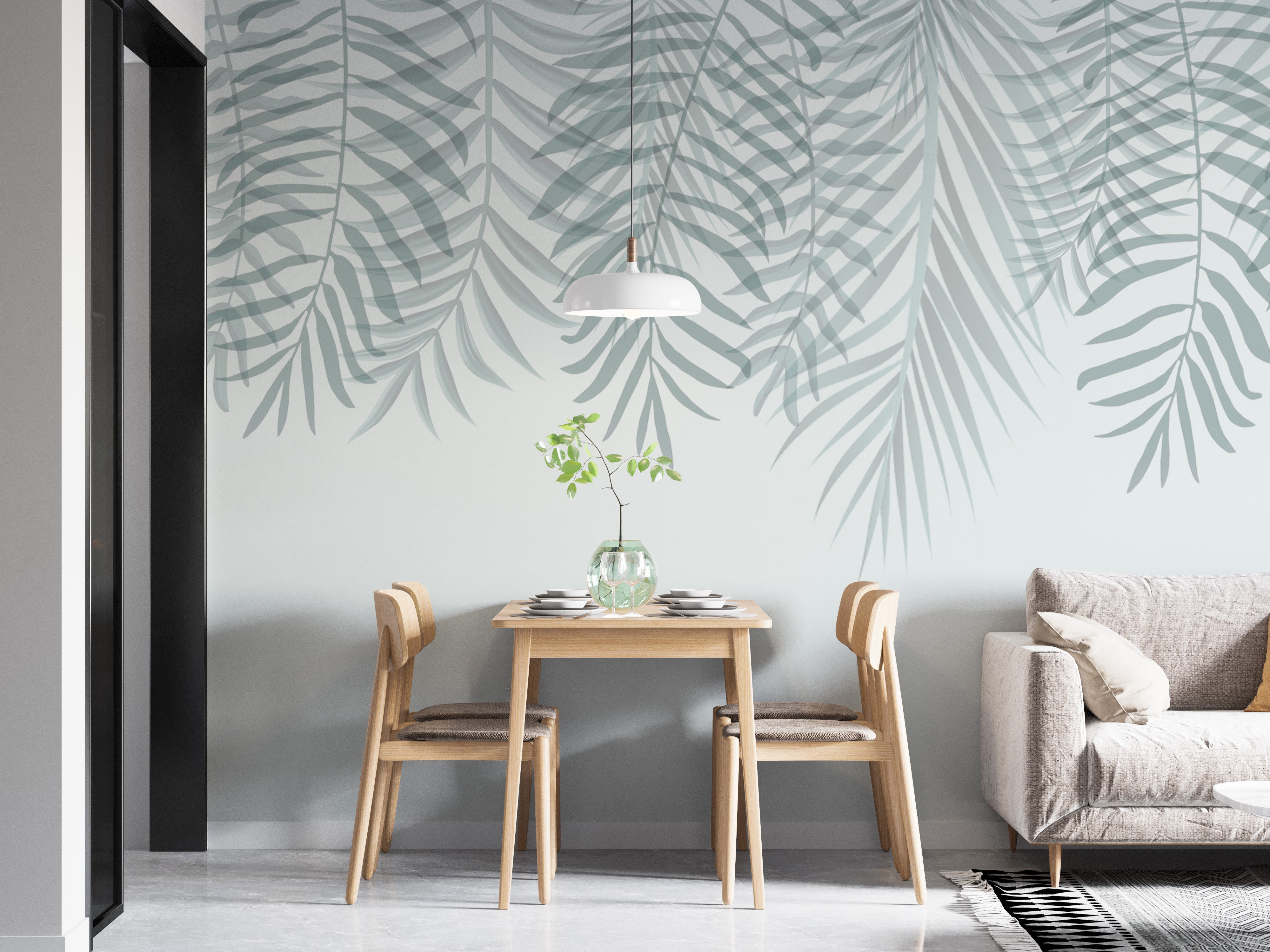 Arctic Palm Whisper Mural for serene spaces