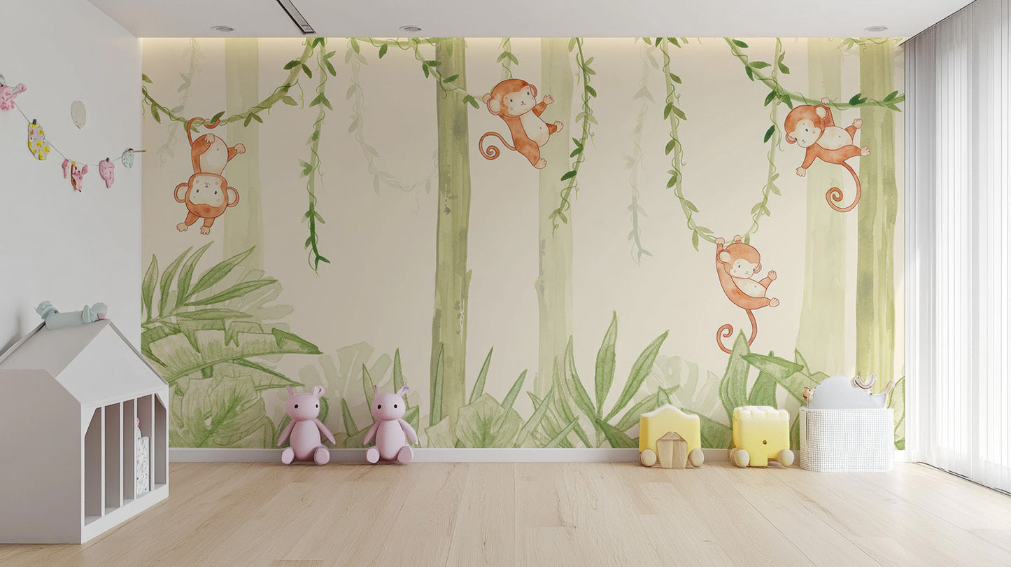 Dynamic wallpaper with monkeys in motion