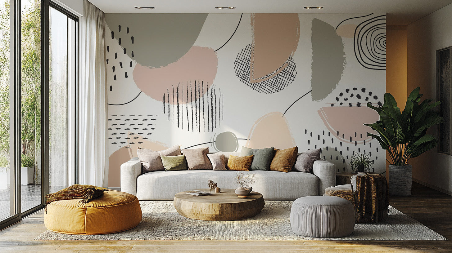 Elegant Grey Abstract Wall Mural Design
