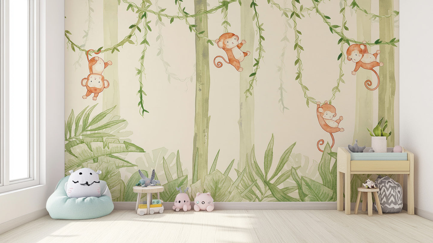 Swinging Monkey Wallpaper Mural