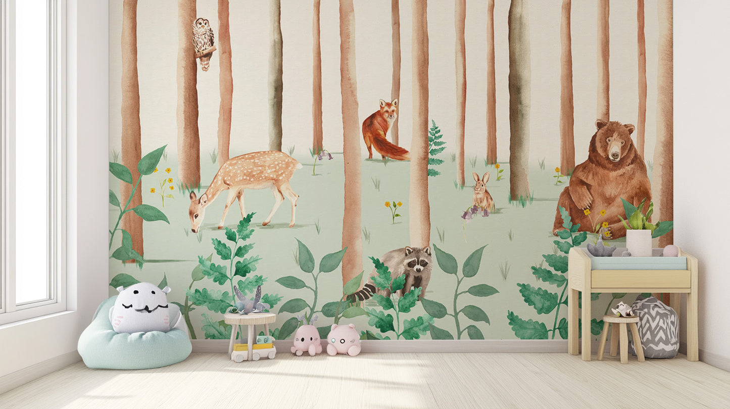 Storybook Wildlife Wall Mural