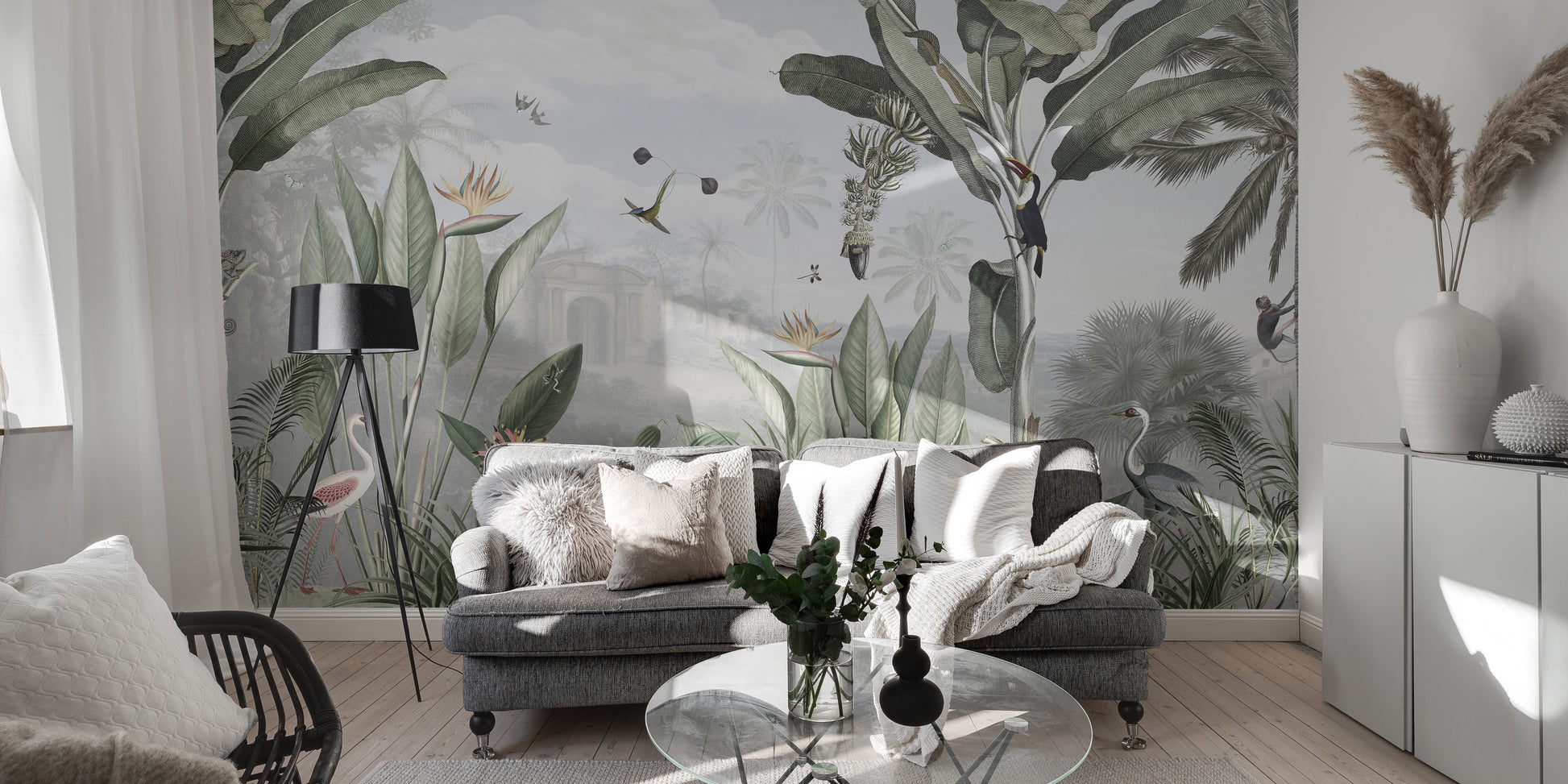 Elegant botanical patterns wallpaper for interiors