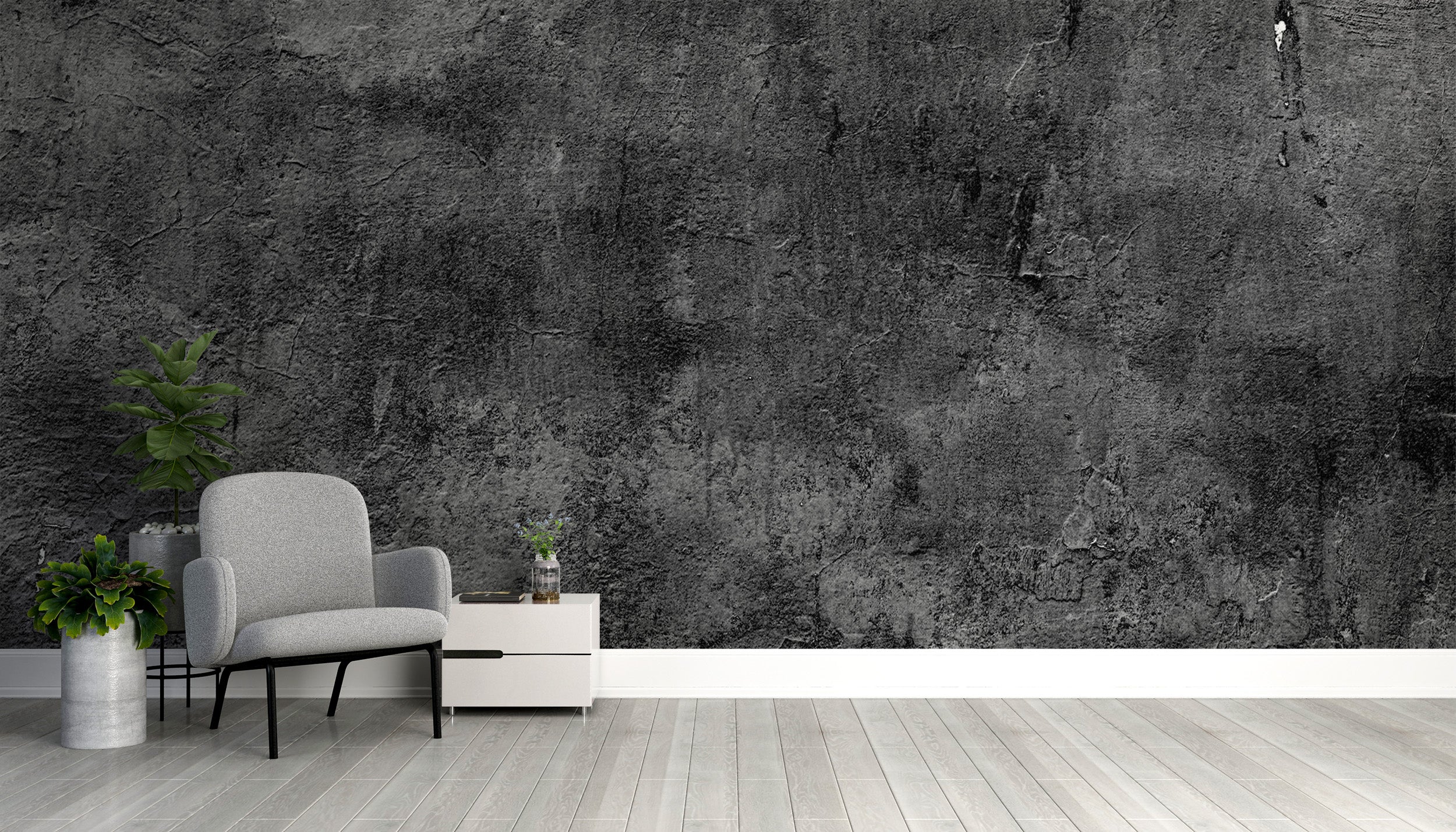 Subtle concrete texture wallpaper for contemporary spaces.