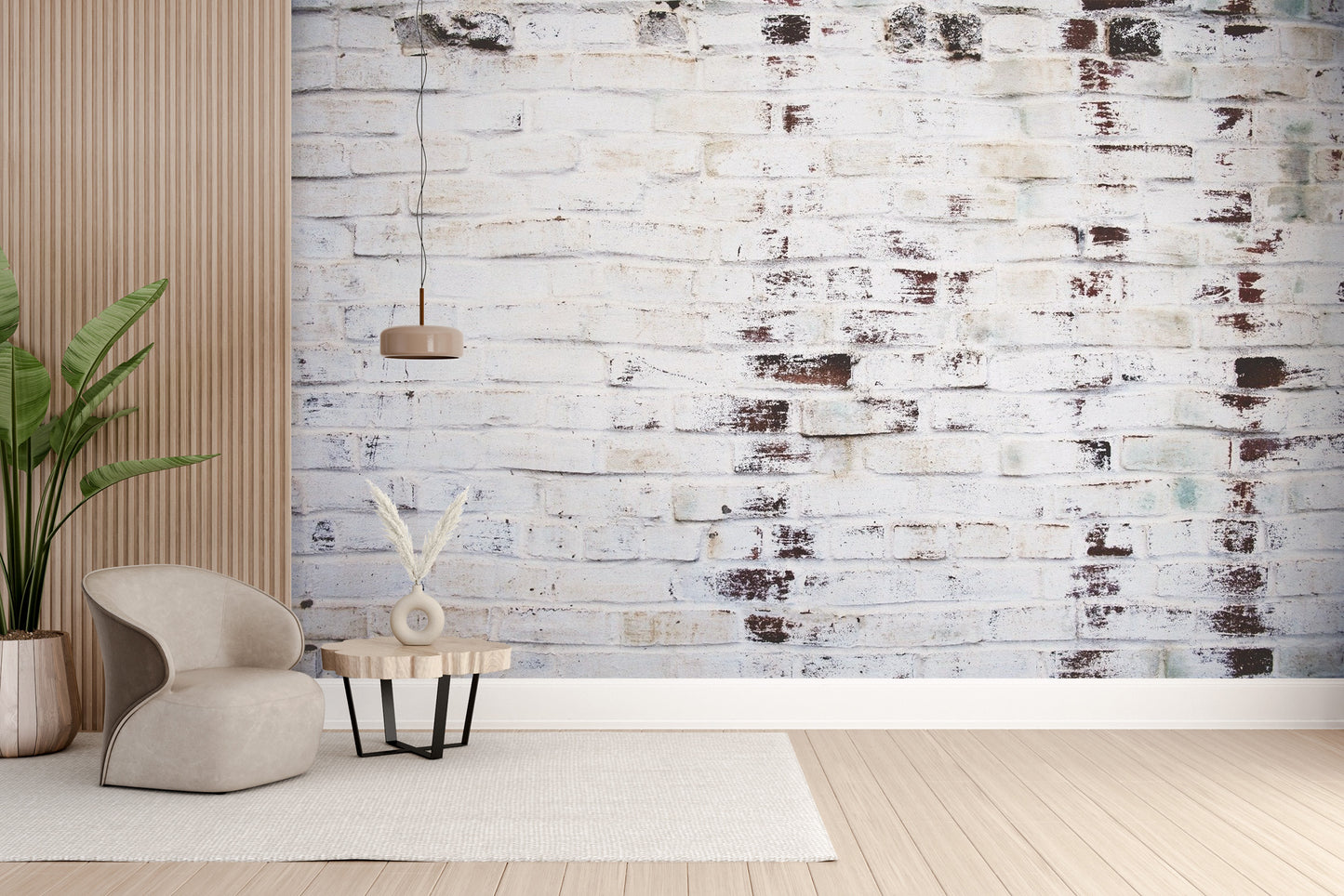 Industrial Grungy White Wash Brick Wallpaper Murals