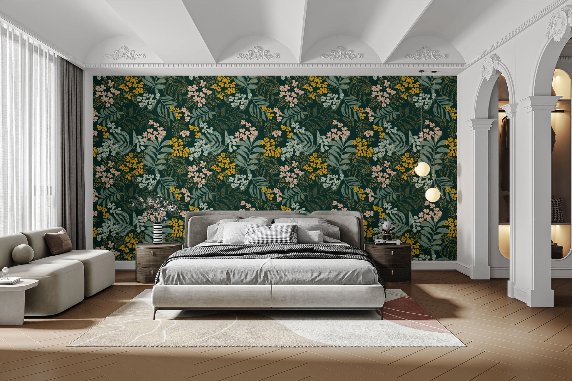 Artistic Forest Flora Wall Art Mural
