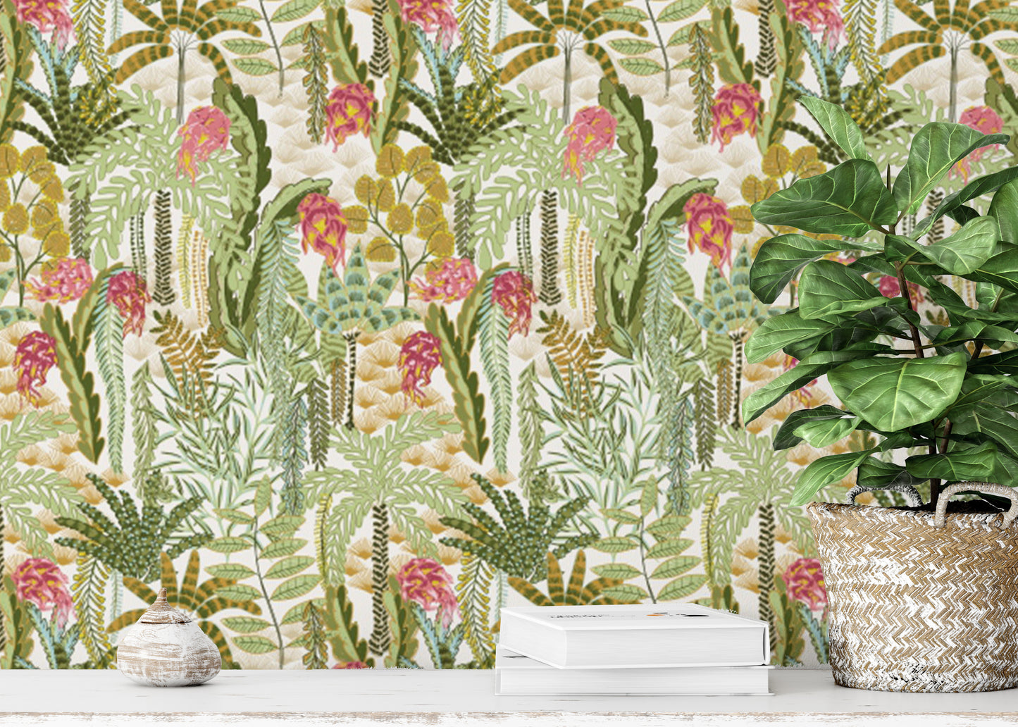 Artistic Vibrant Jungle Canopy wallpaper with rich tropical tones.
