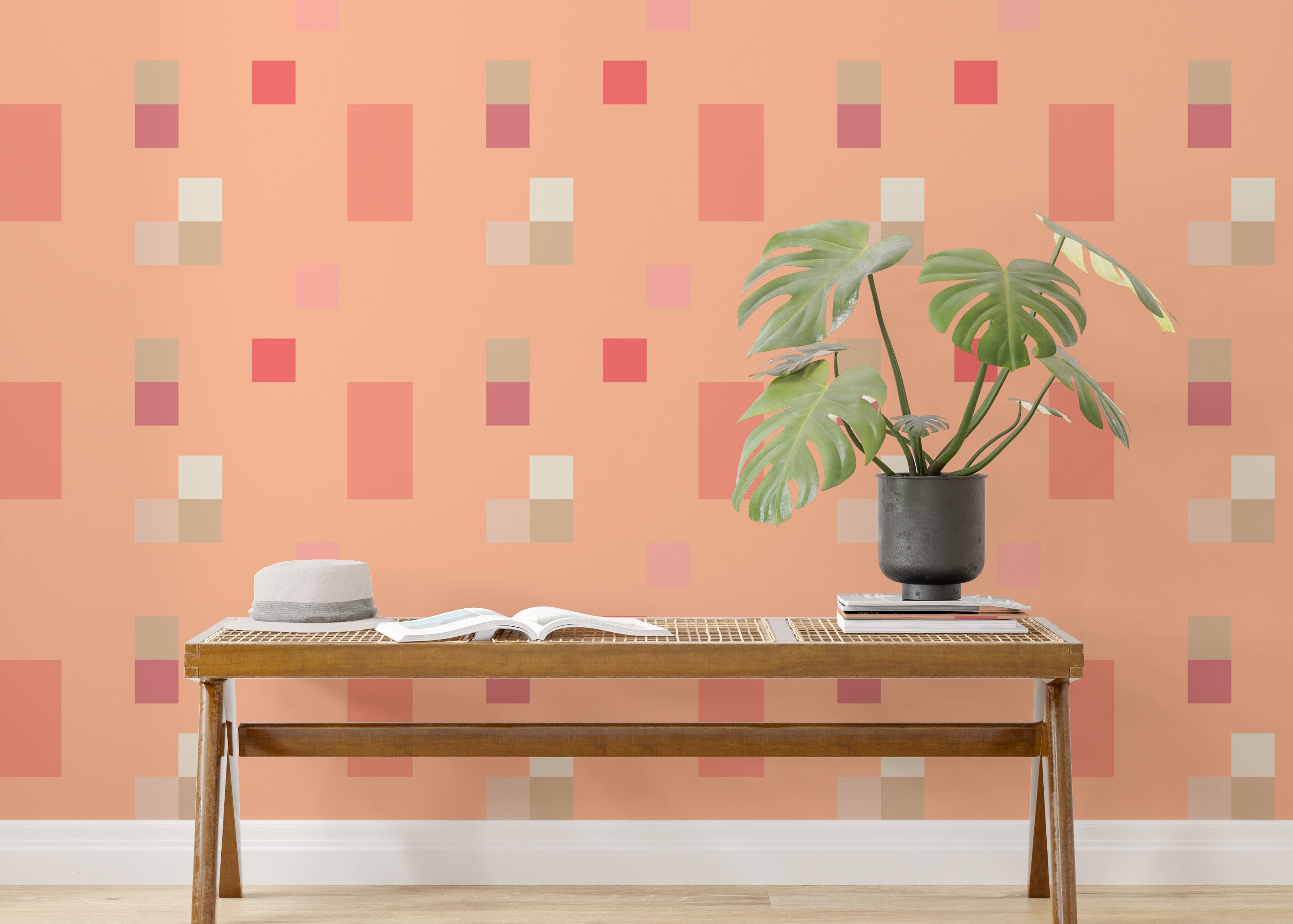 Add charm with Peach Fuzz Tile Pattern Wallpaper