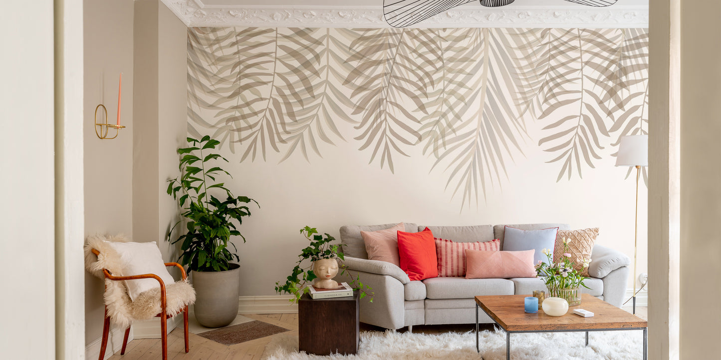 Elegant Serenity Palm Fronds Wallpaper mural art