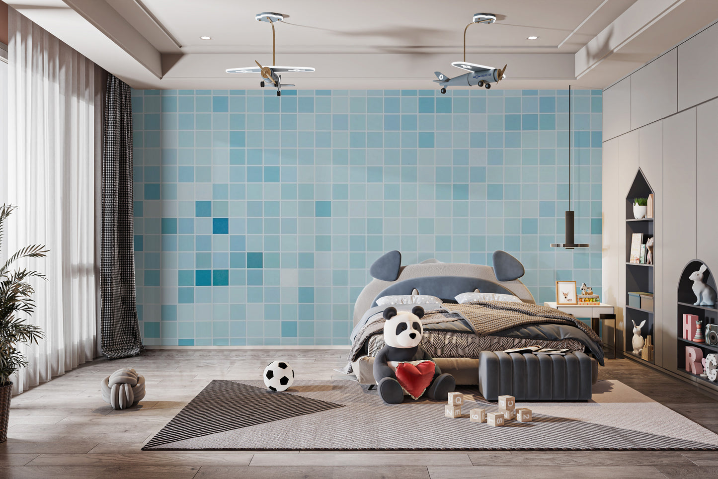 Blue Tiled Wallpaper Mural