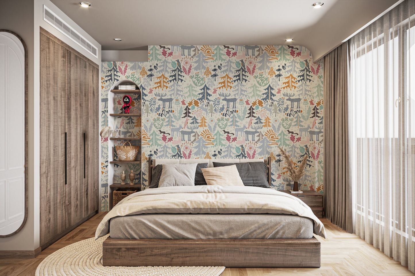 Decorative Whimsical Woodland Creatures Mural
