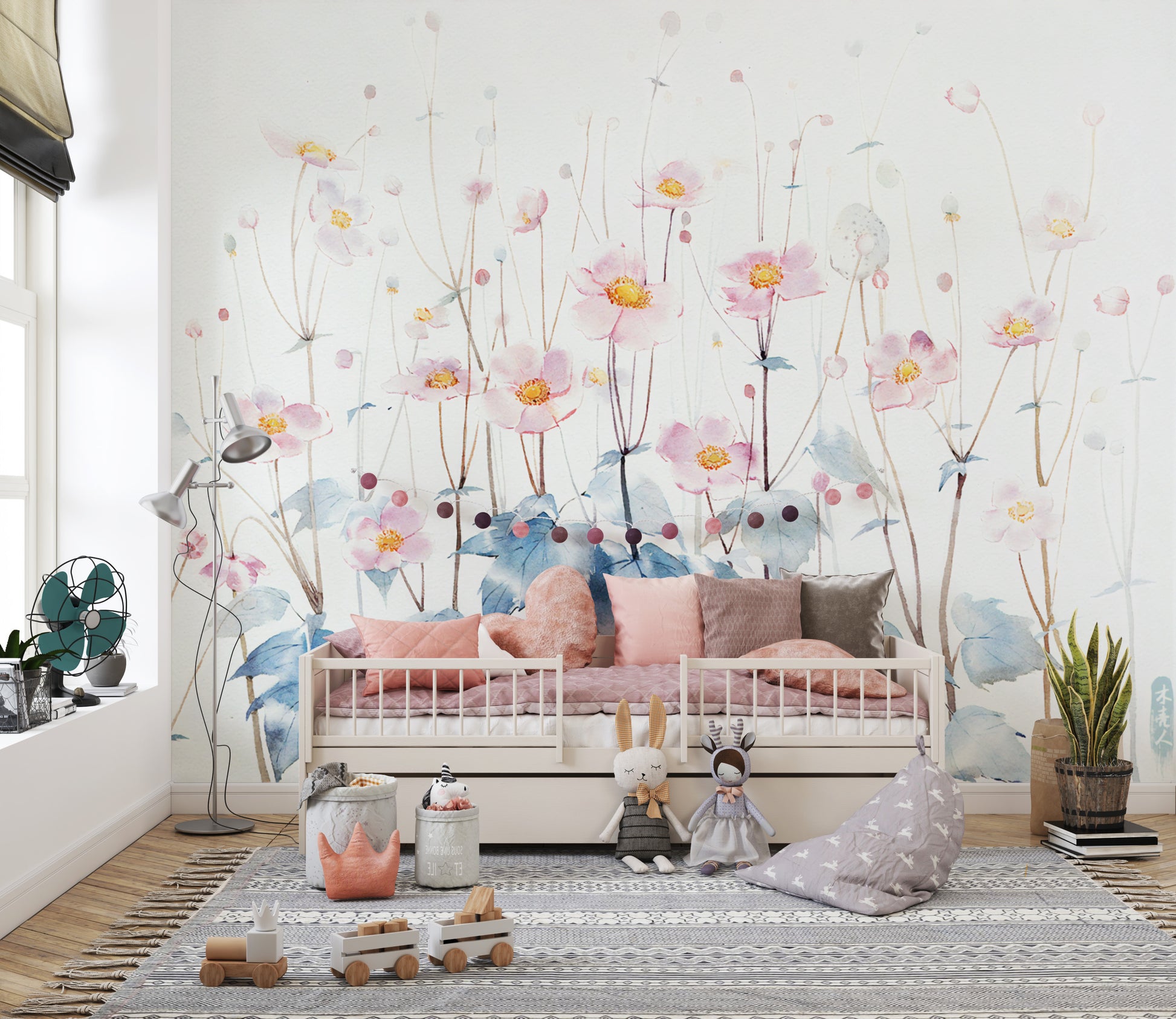 Romantic Floral Accent Mural
