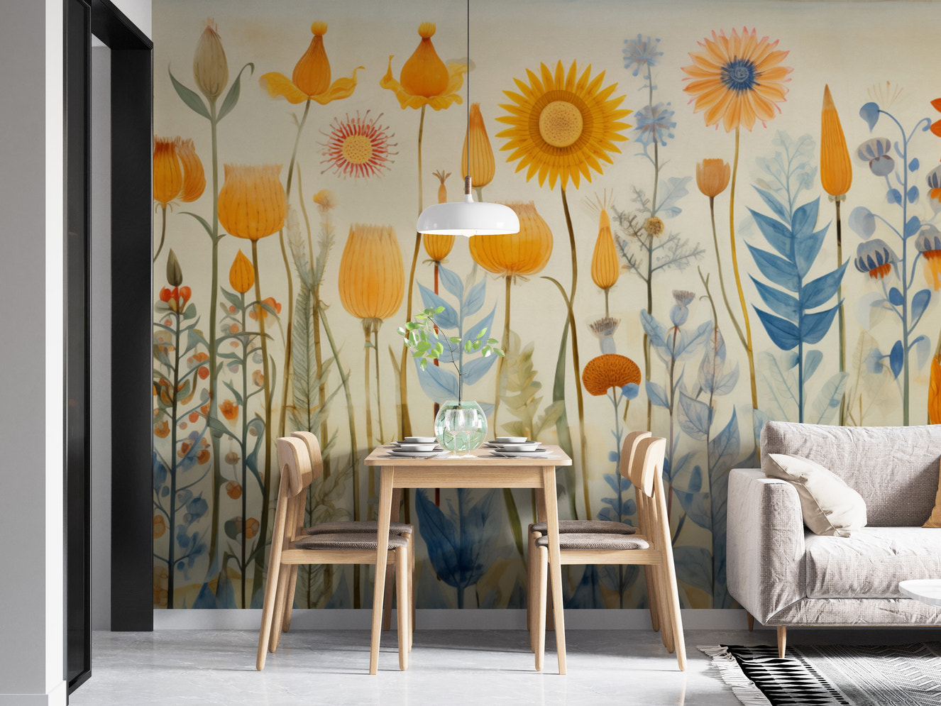 Refresh your walls with the beauty of brightly colored flowers wallpaper murals.
