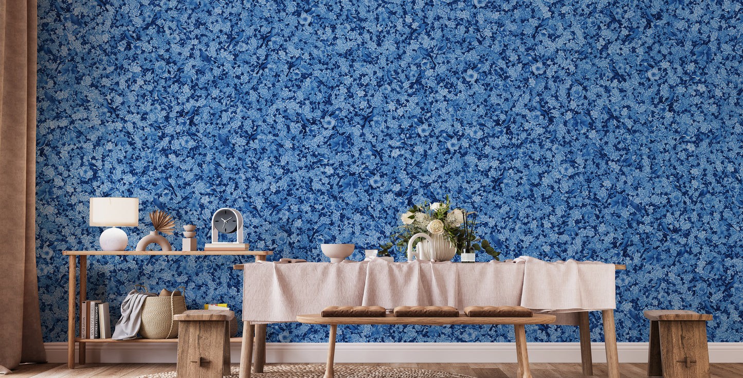 Blue Bird Wallpaper Flower Mural