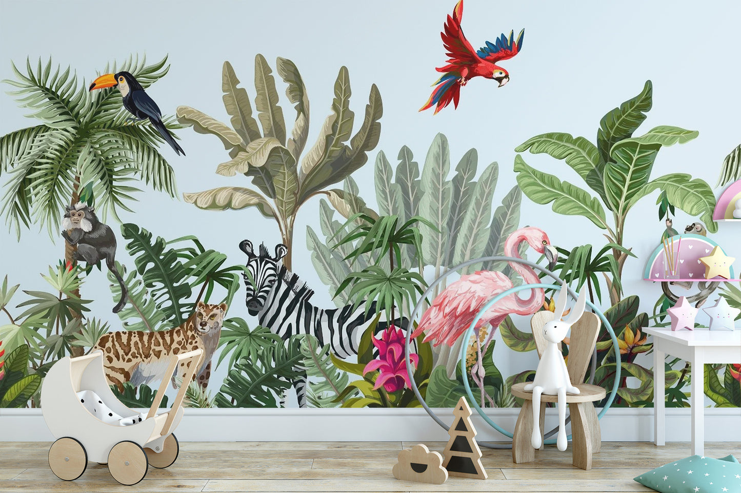 Tropical Animals & Birds Wallpaper Mural