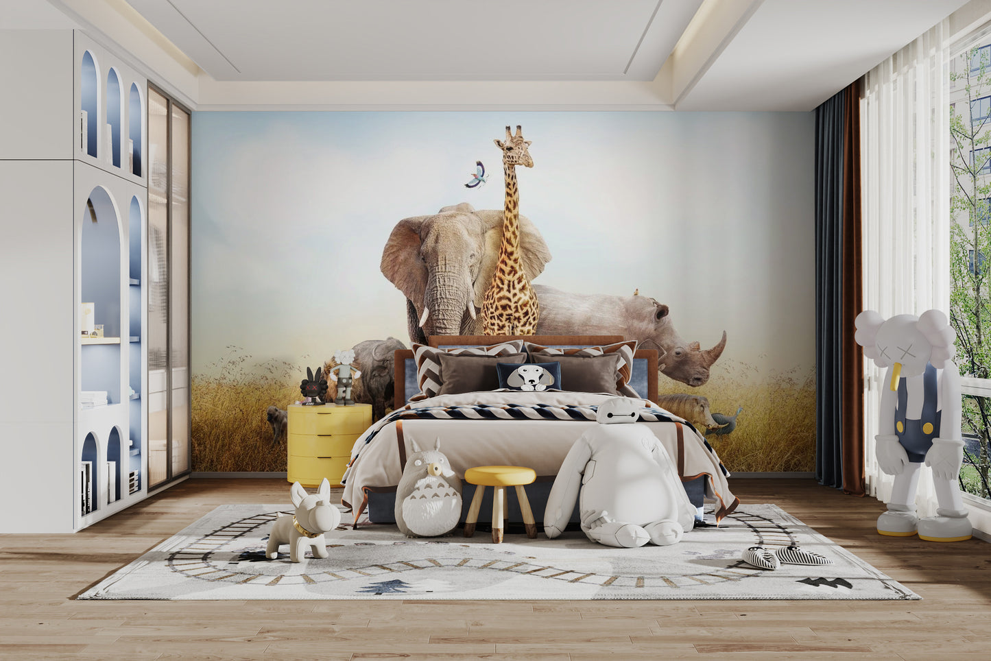 African Animals Safari Kids Room Wallpaper design
