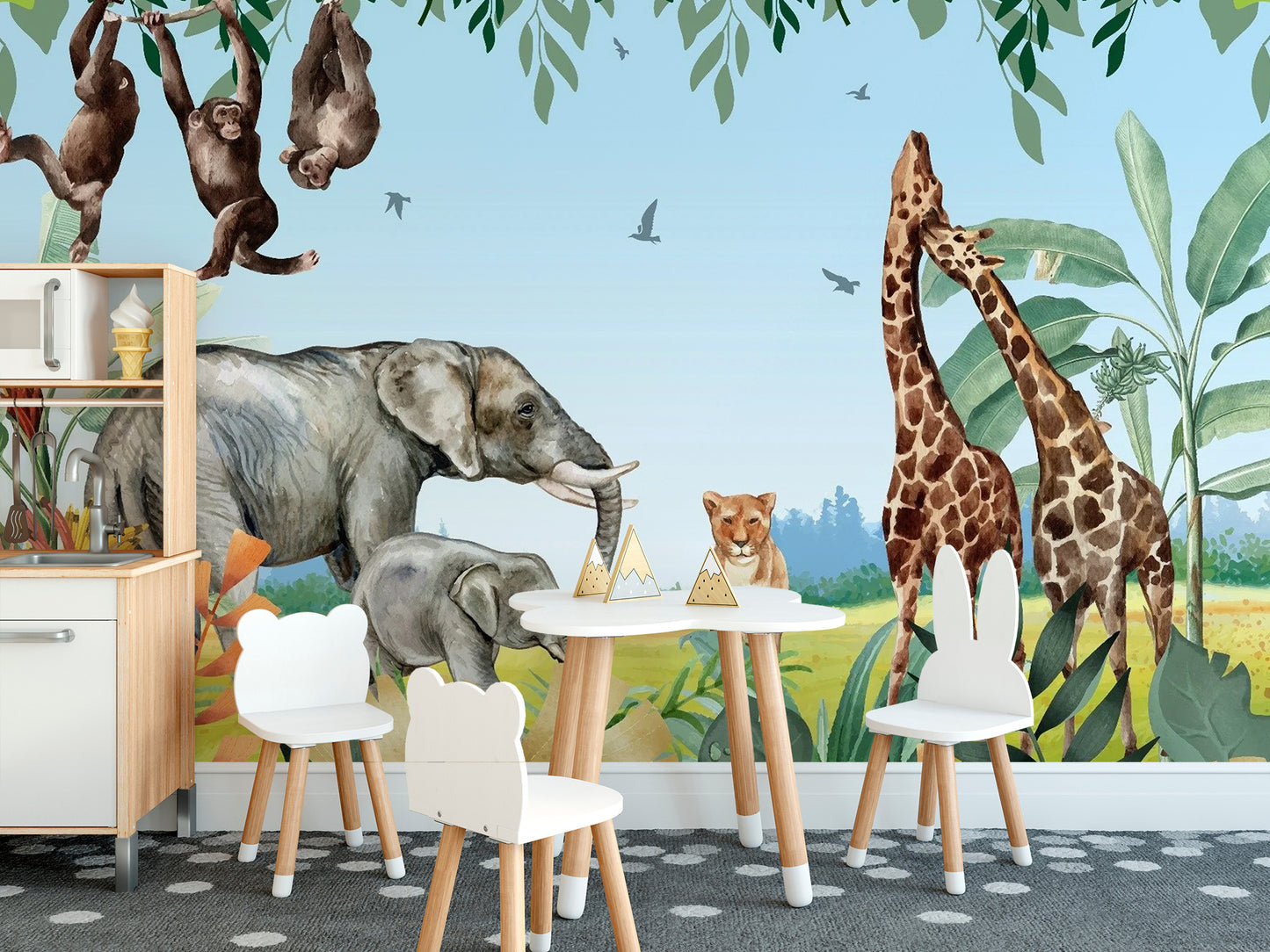 African Safari Jungle Animals Wallpaper Mural