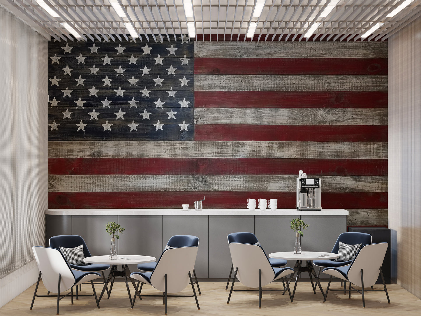 American Flag Wooden Wall Mural