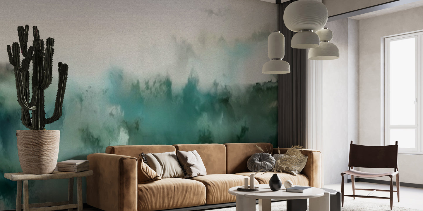 Turquoise Watercolor Wallpaper Mural