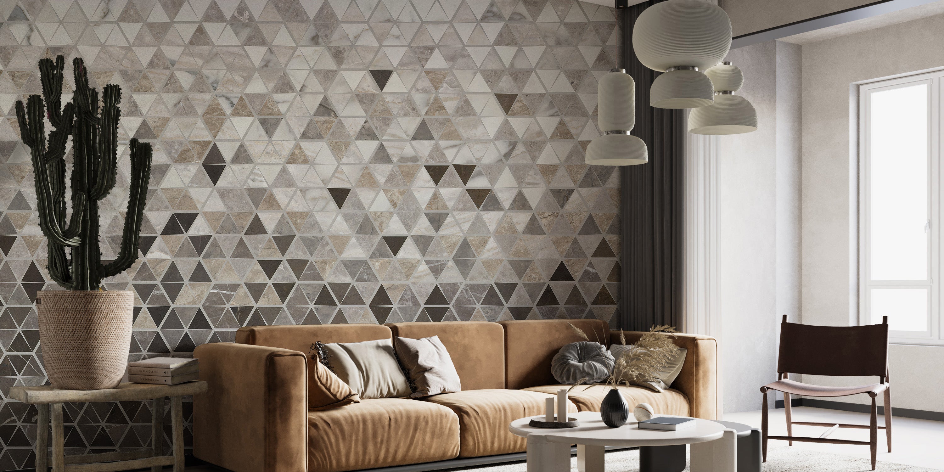 Sepia Geometric Triangle Wallpaper
