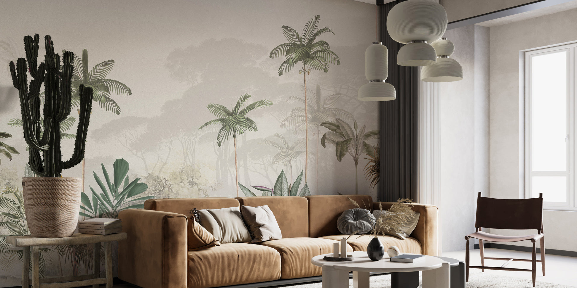 Minimalist tropical trees wall mural art
