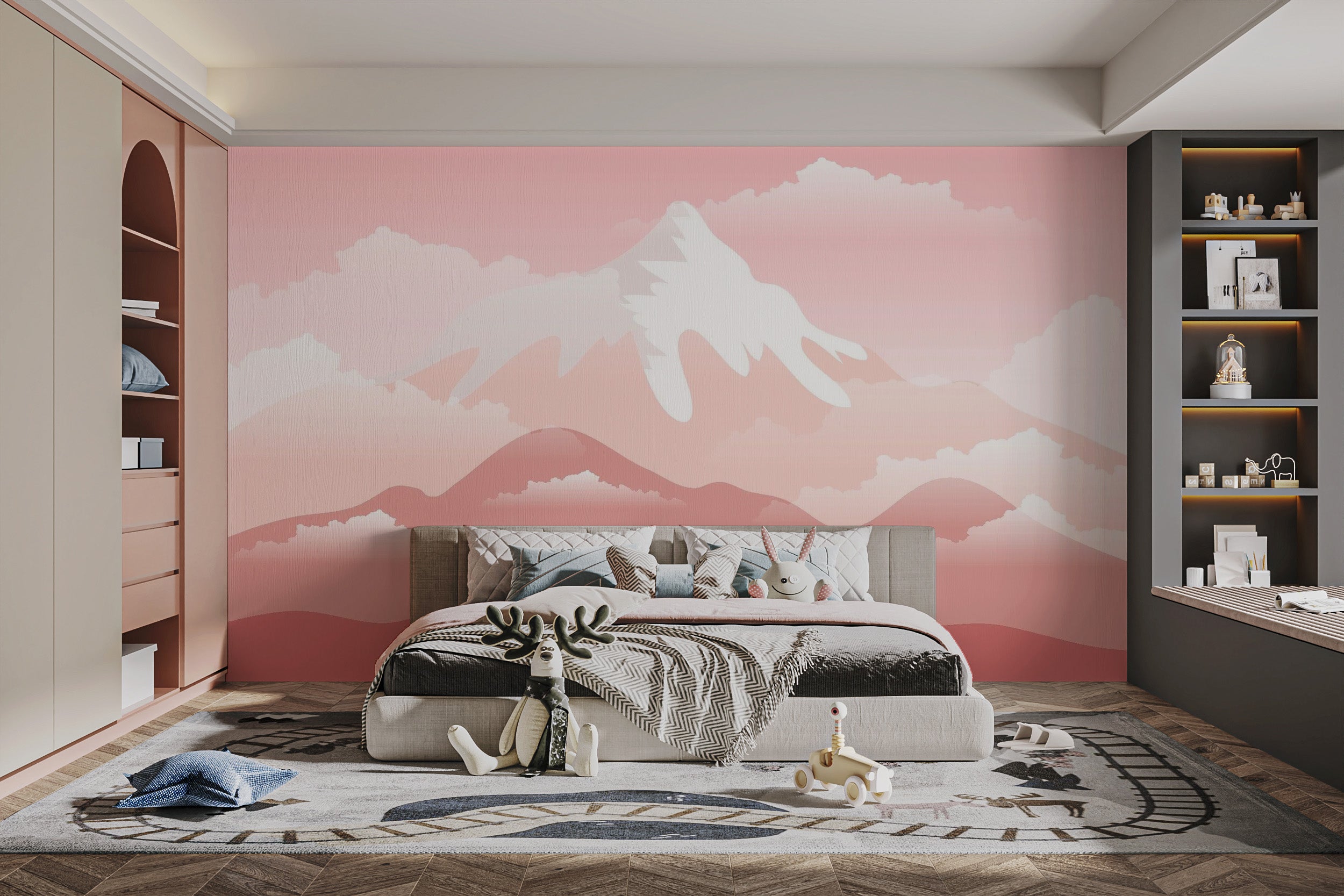 Reusable Pink Snow Capped Mountain Wallpaper