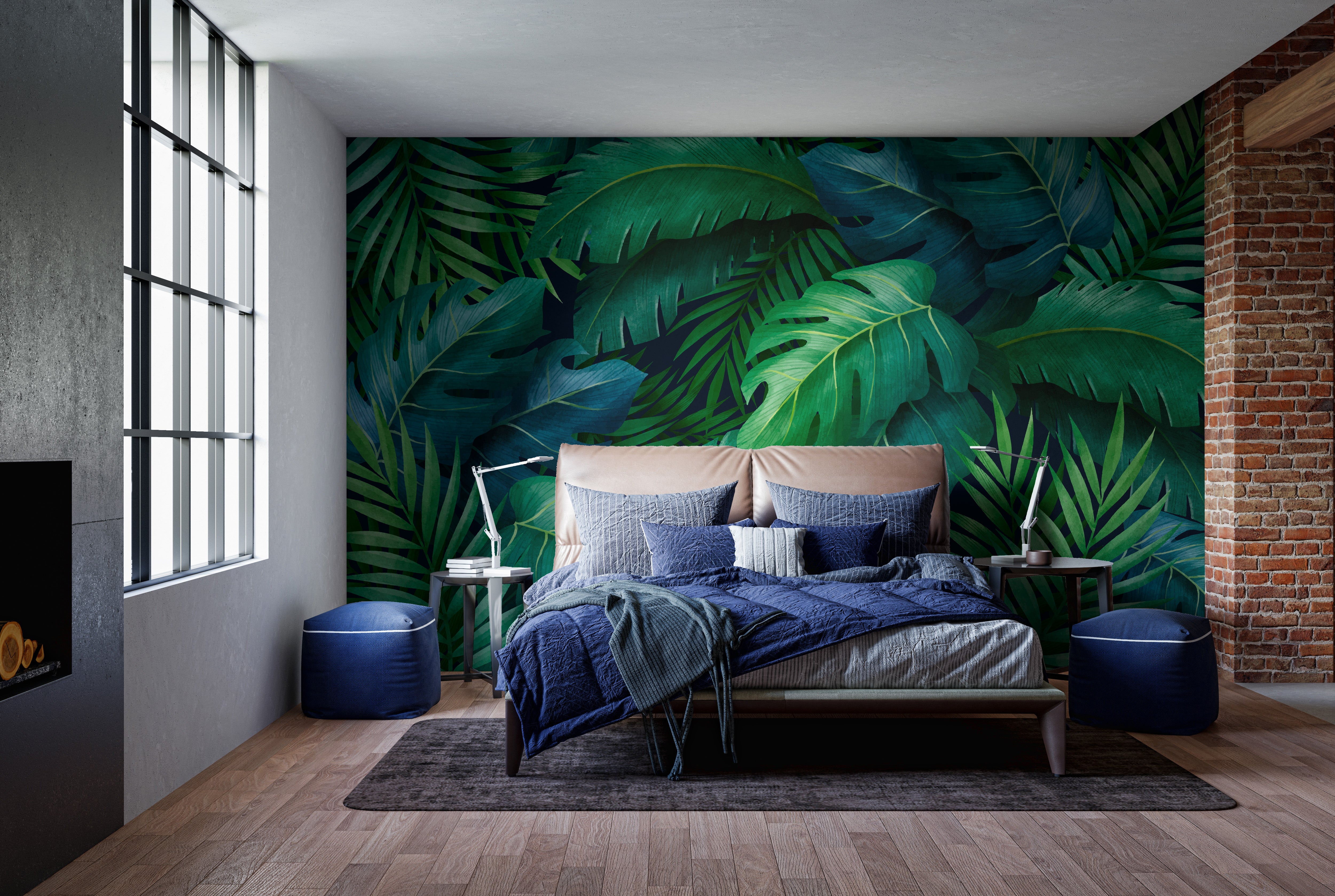 Large tropical leaves wallpaper for a bold natural aesthetic.
