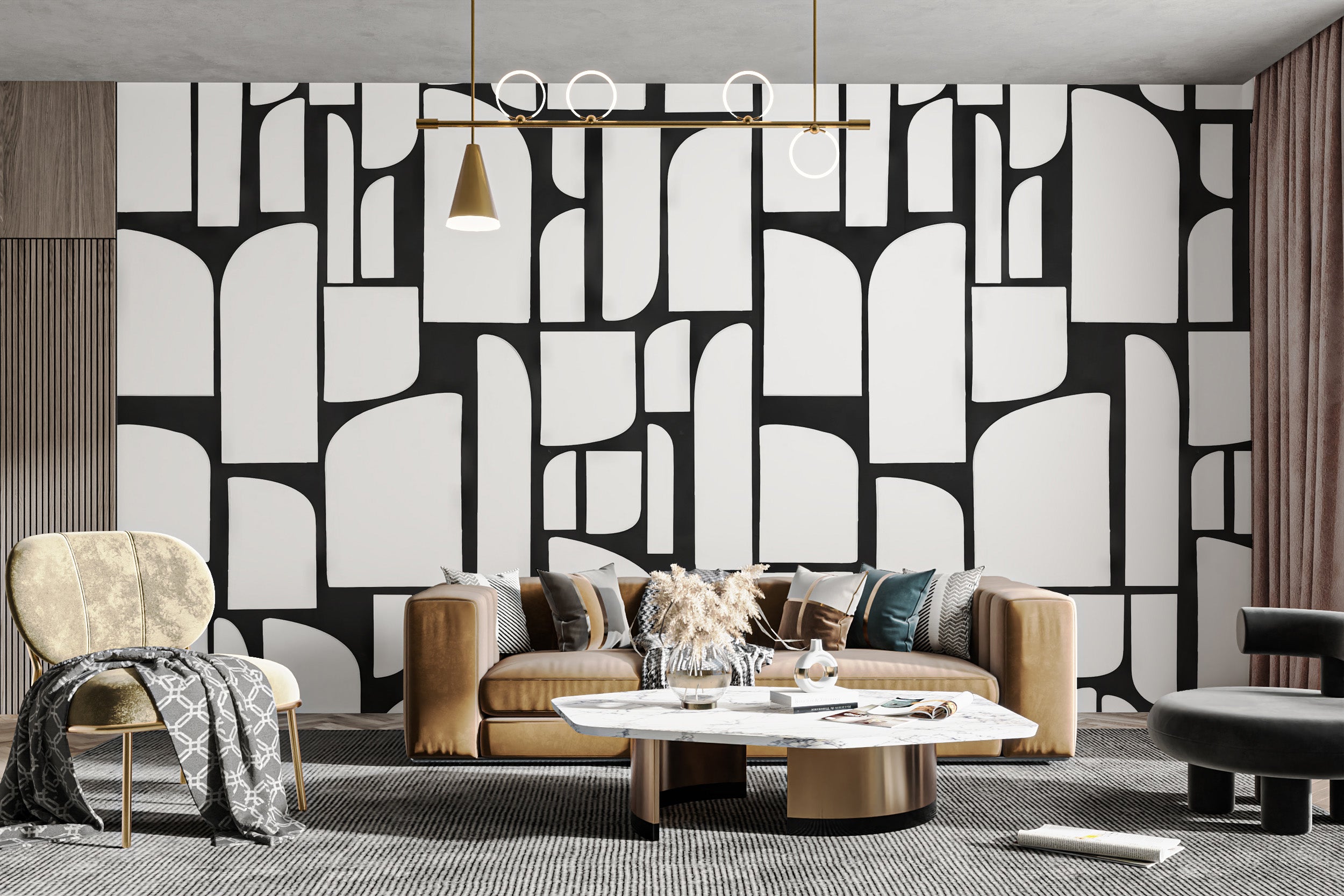 Transform your living room with Monochrome Mosaic wall art.