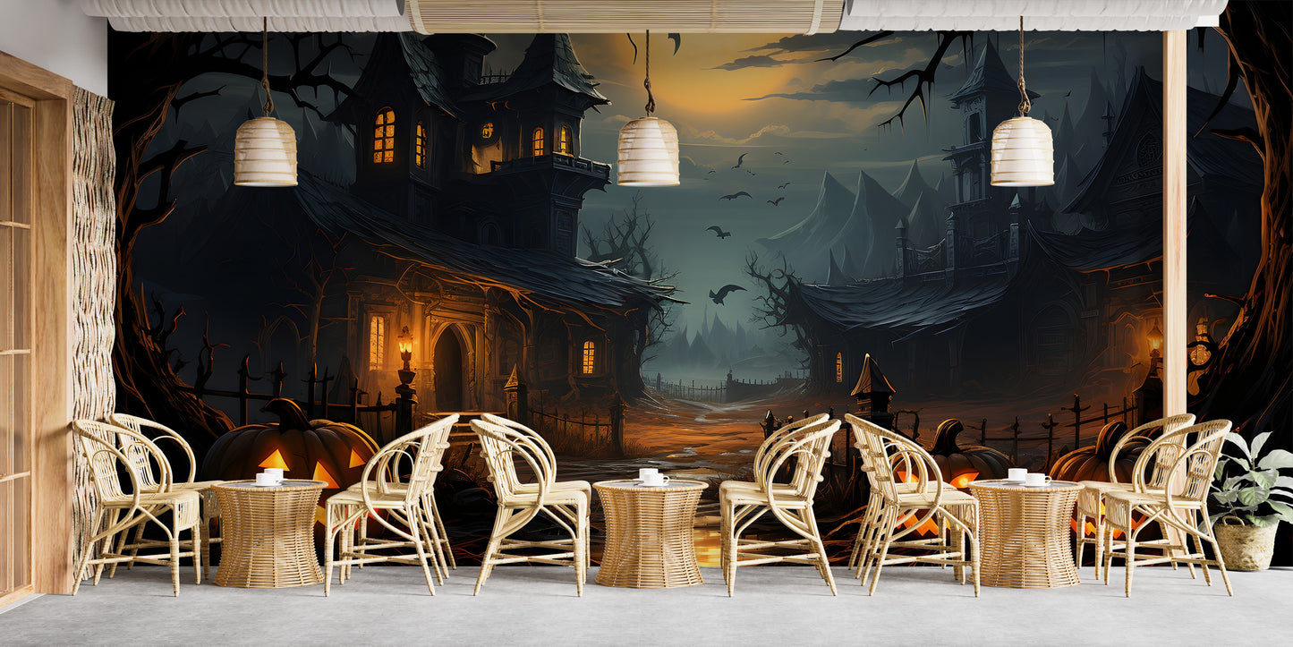 Spooky Haunted House Wallpaper Mural