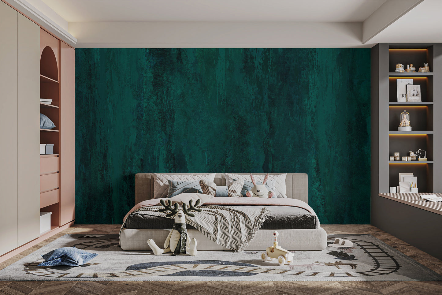 Rich Teal Grunge Wallpaper Mural