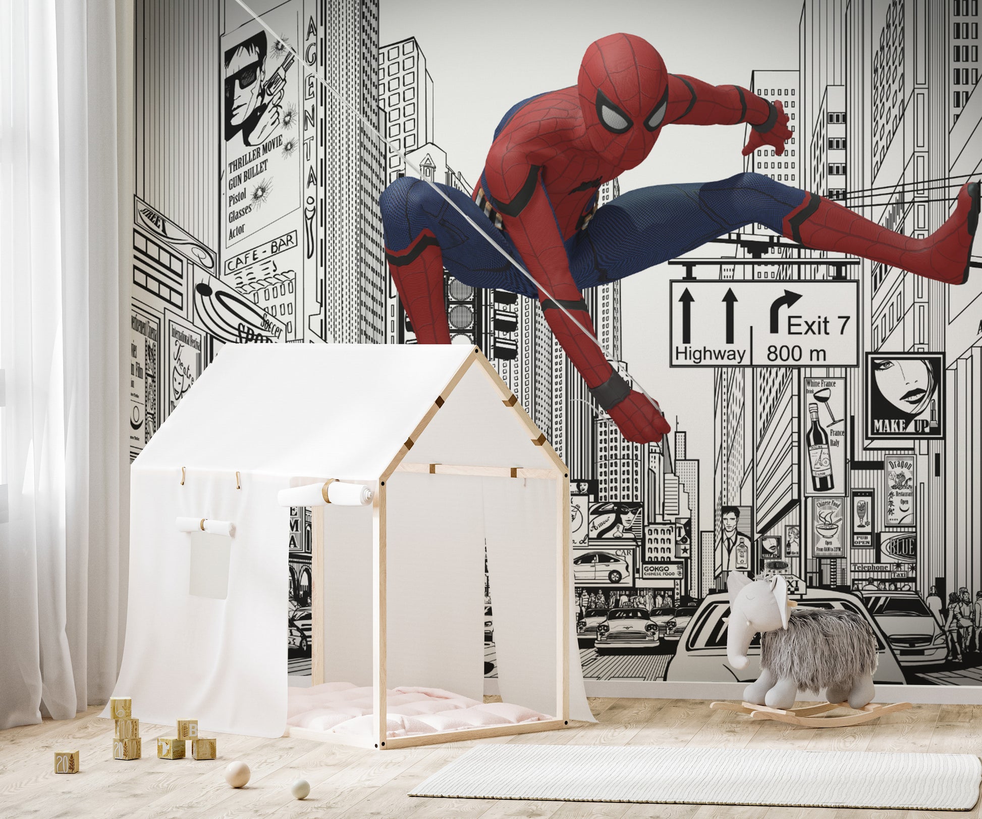 Spider-Man Cityscape Wallpaper Mural
