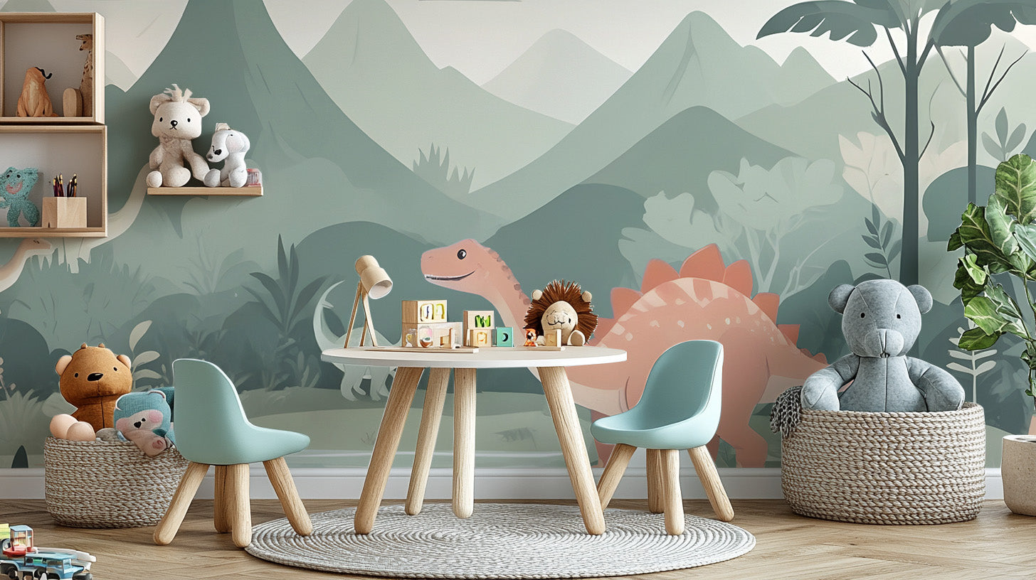 Kids Dinosaur Wallpaper Mural for a charming nursery