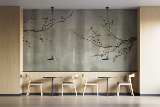 Blossom Vista Japanese floral wallpaper, serene and elegant