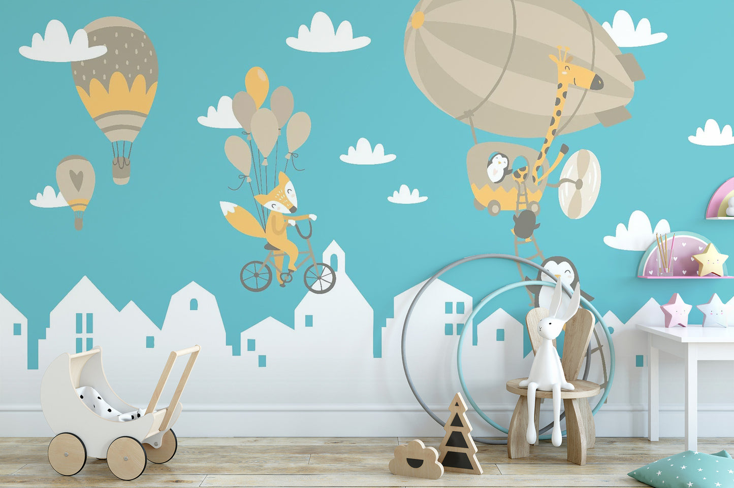 Kids Animated Motifs Wallpaper Mural