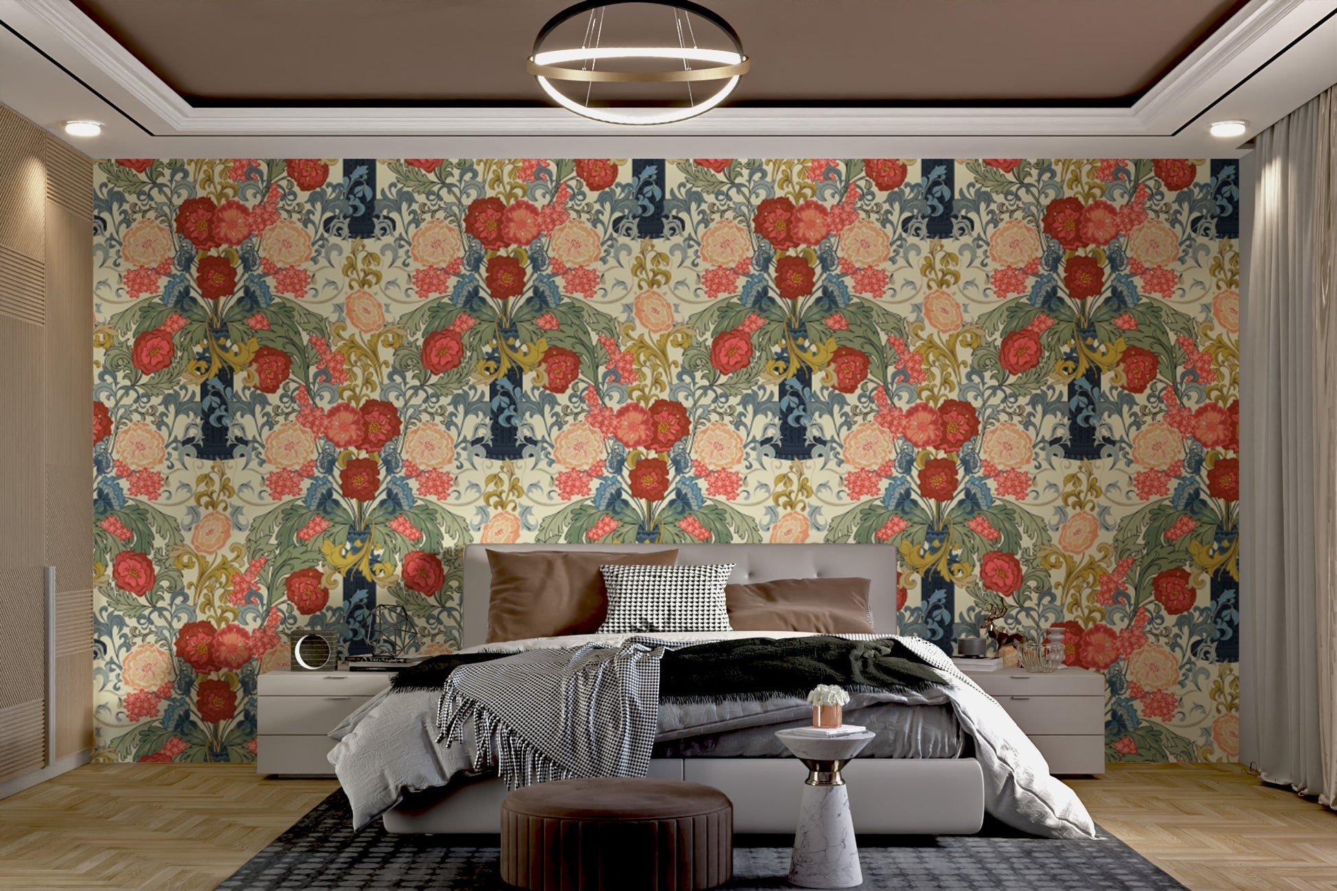 Artistic Heritage Rose Garden wallpaper with romantic rose designs.
