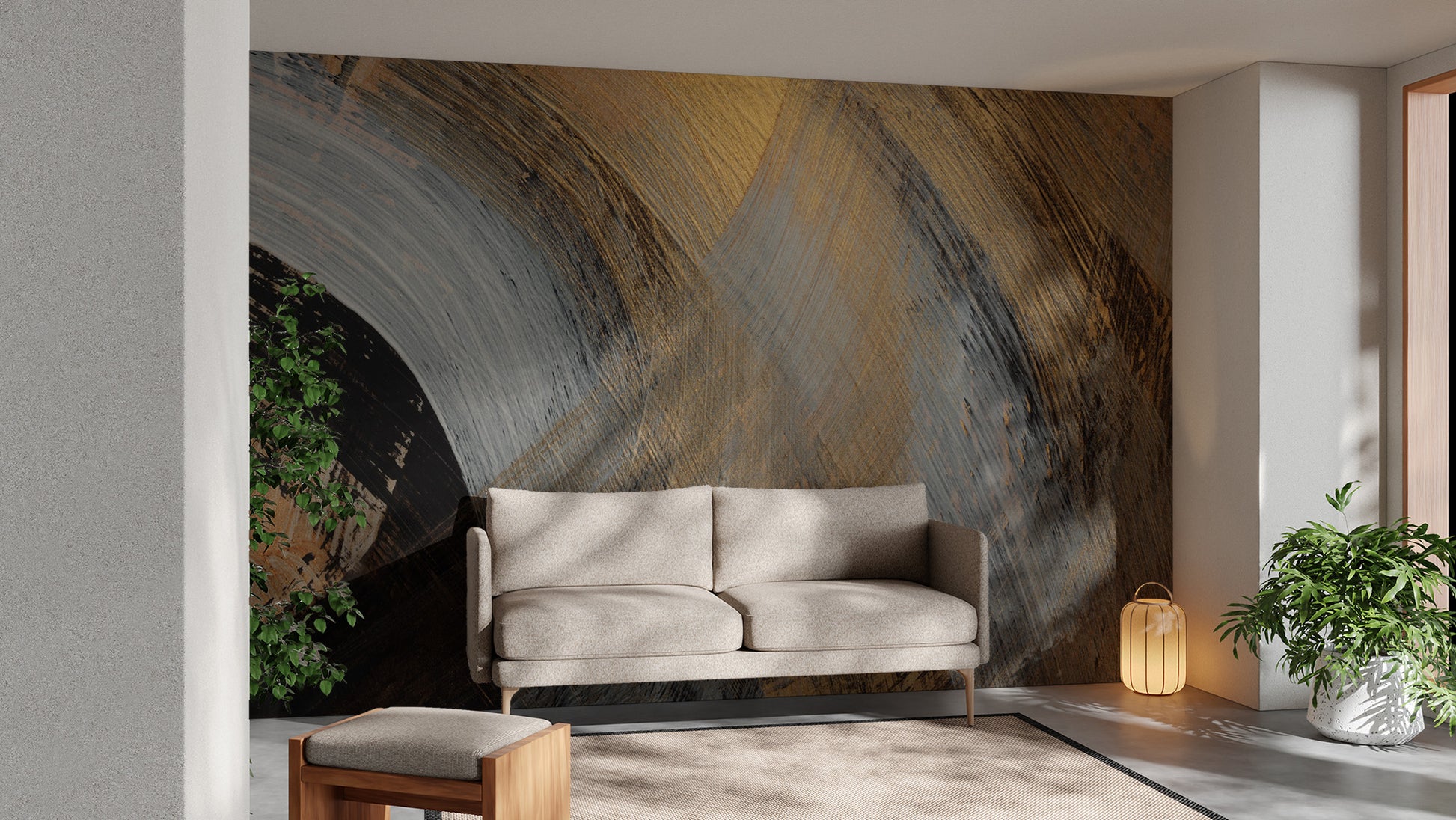 Unique abstract gold wallpaper mural for modern elegance.