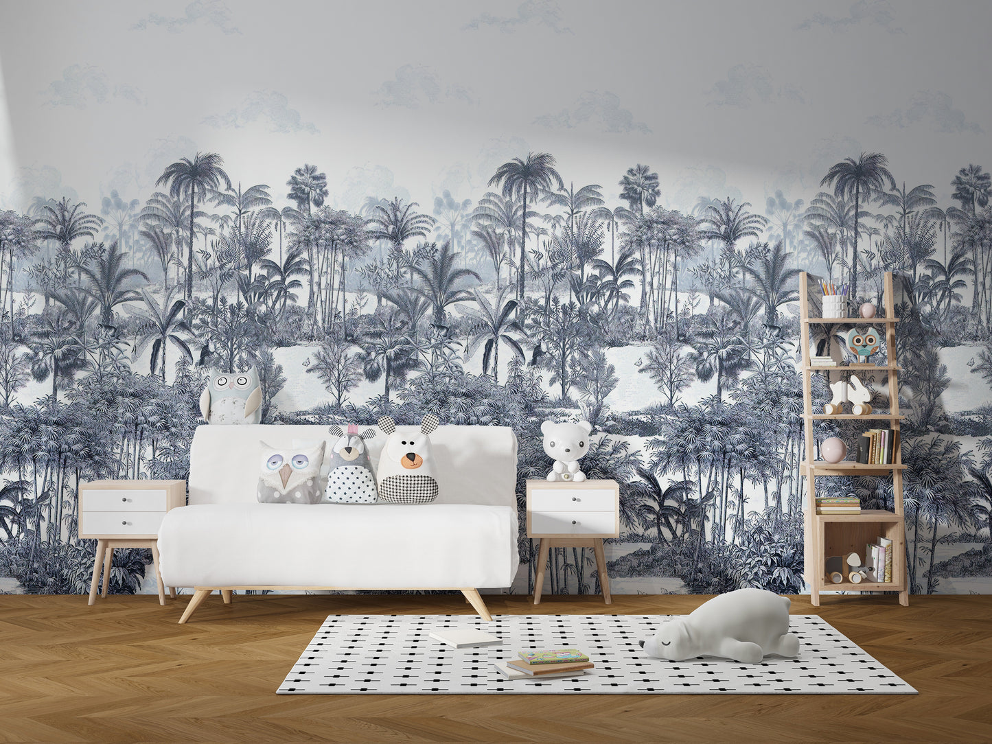 Blue Shades Palm Trees Wallpaper Murals