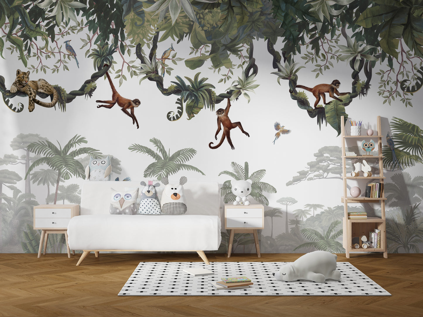 Cheeky Hanging monkeys wallpaper murals