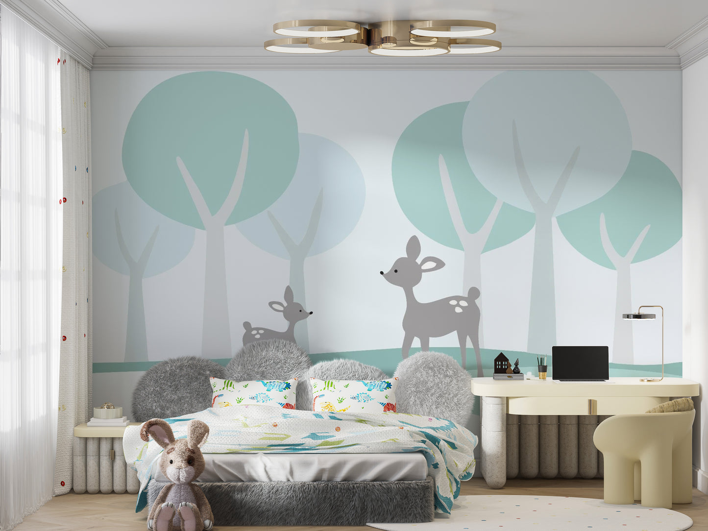 Nursery Area Fawn in Forest Wallpaper Mural