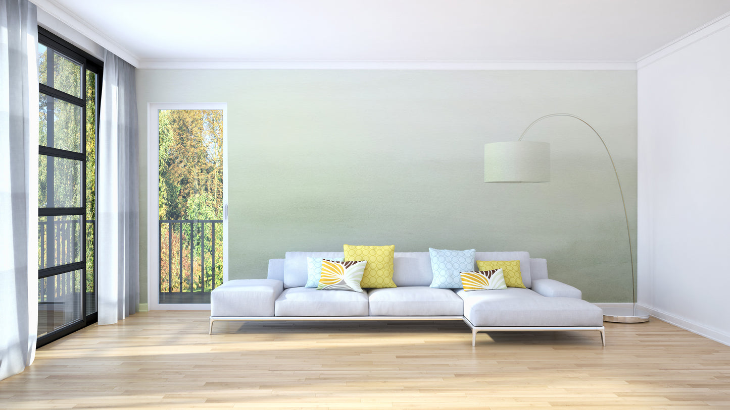 Serene Green Watercolor Mural