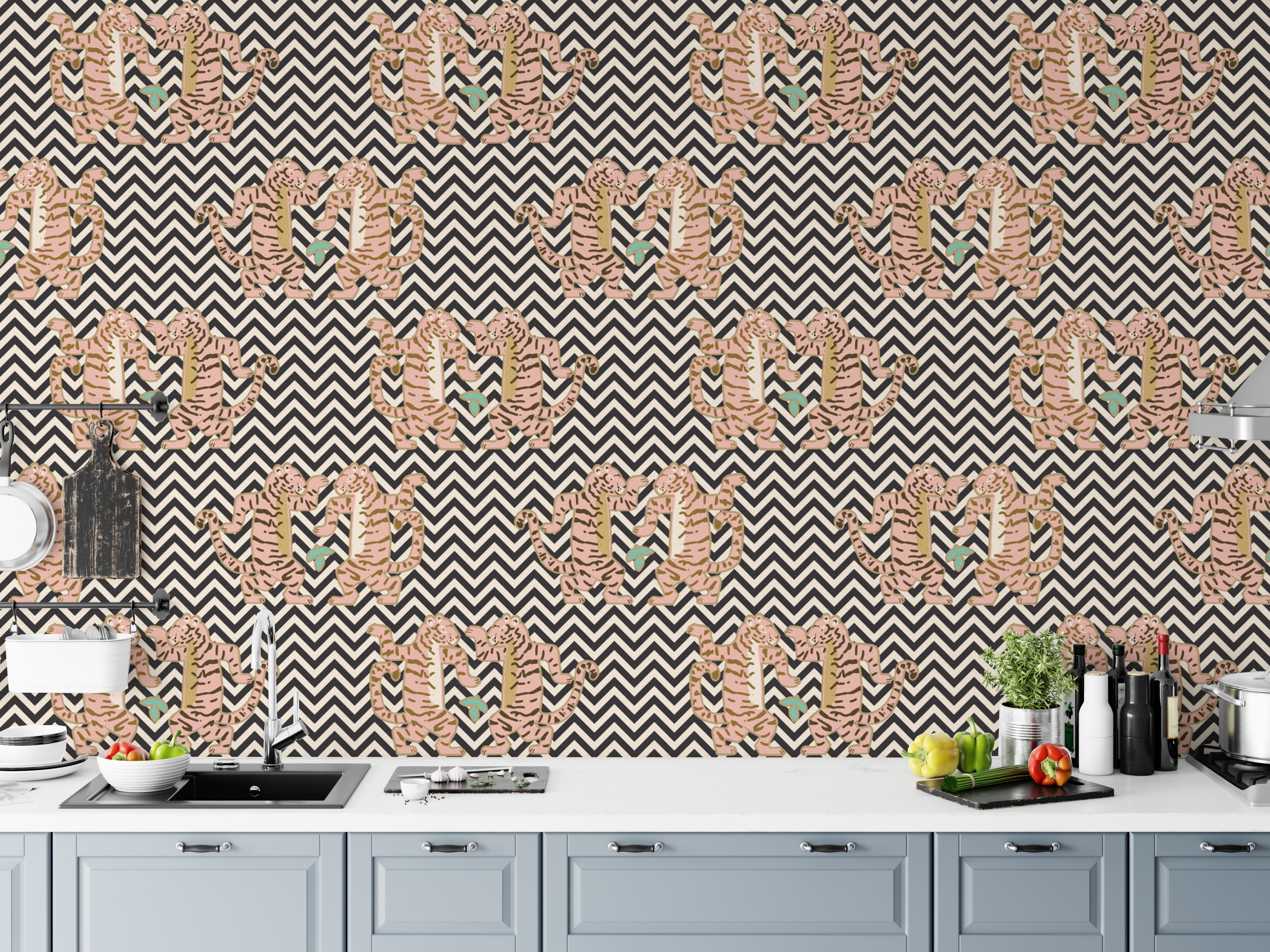 Bold Tiger Stripe Zigzag Wall Design