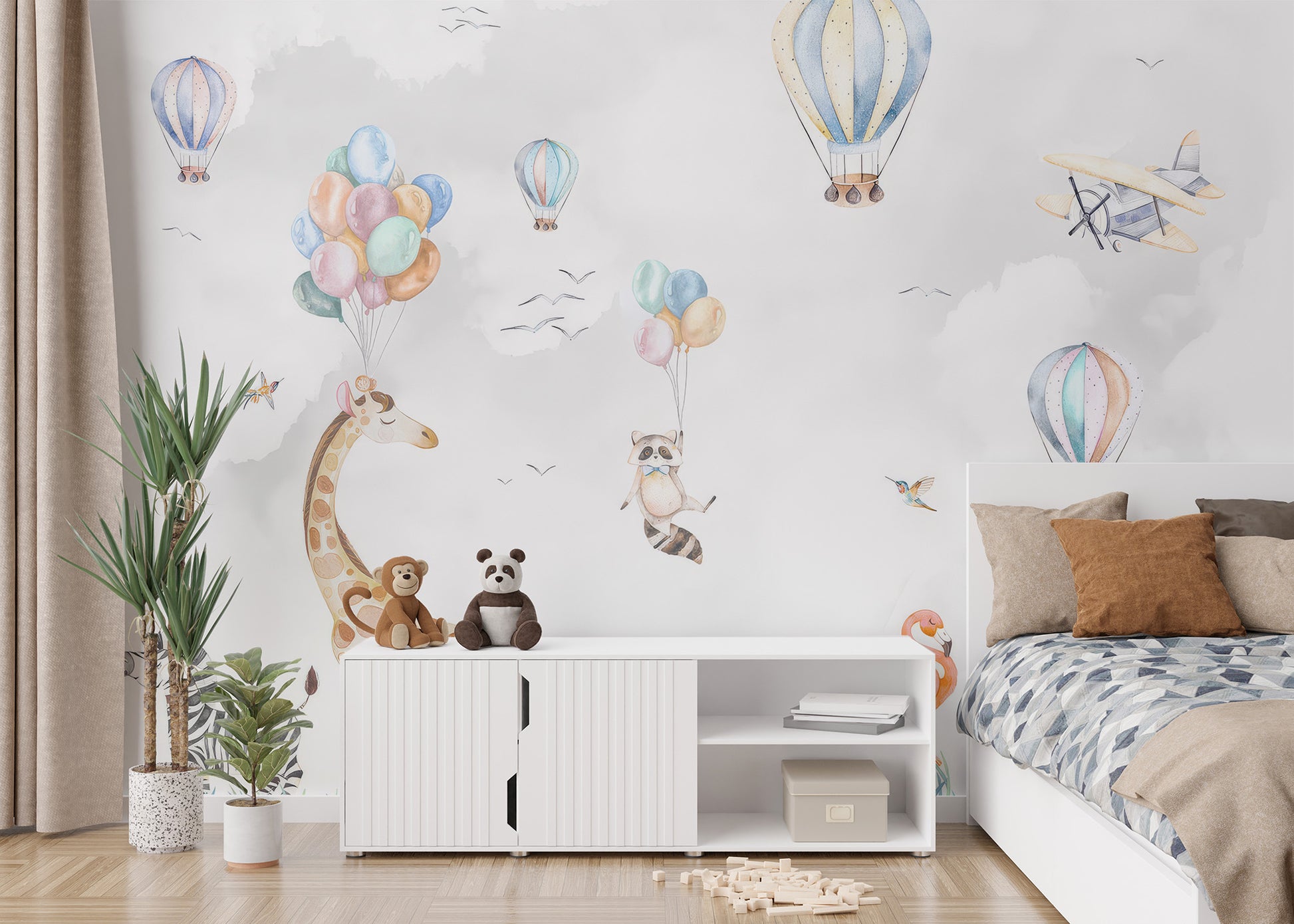 Safari animals wallpaper for kids' rooms
