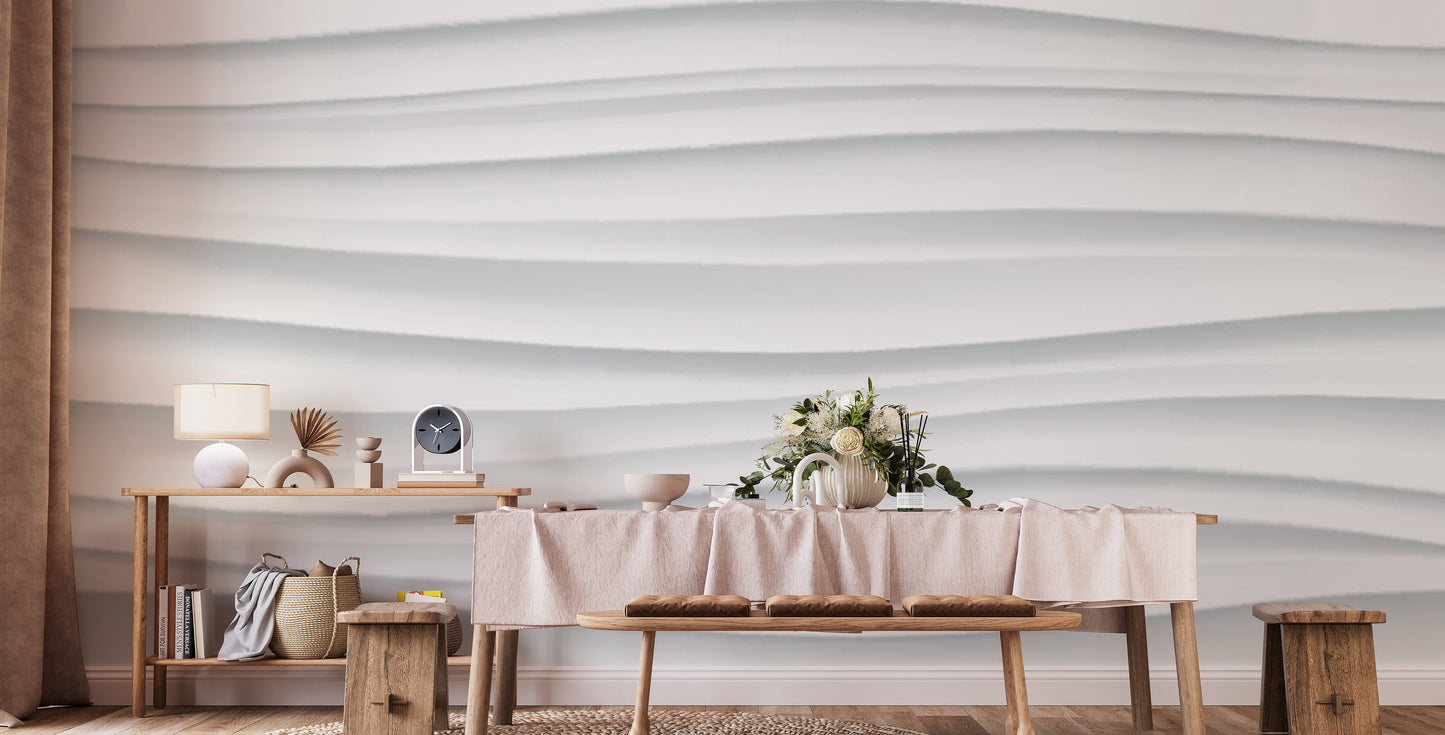 Abstract White Waves Wallpaper Mural