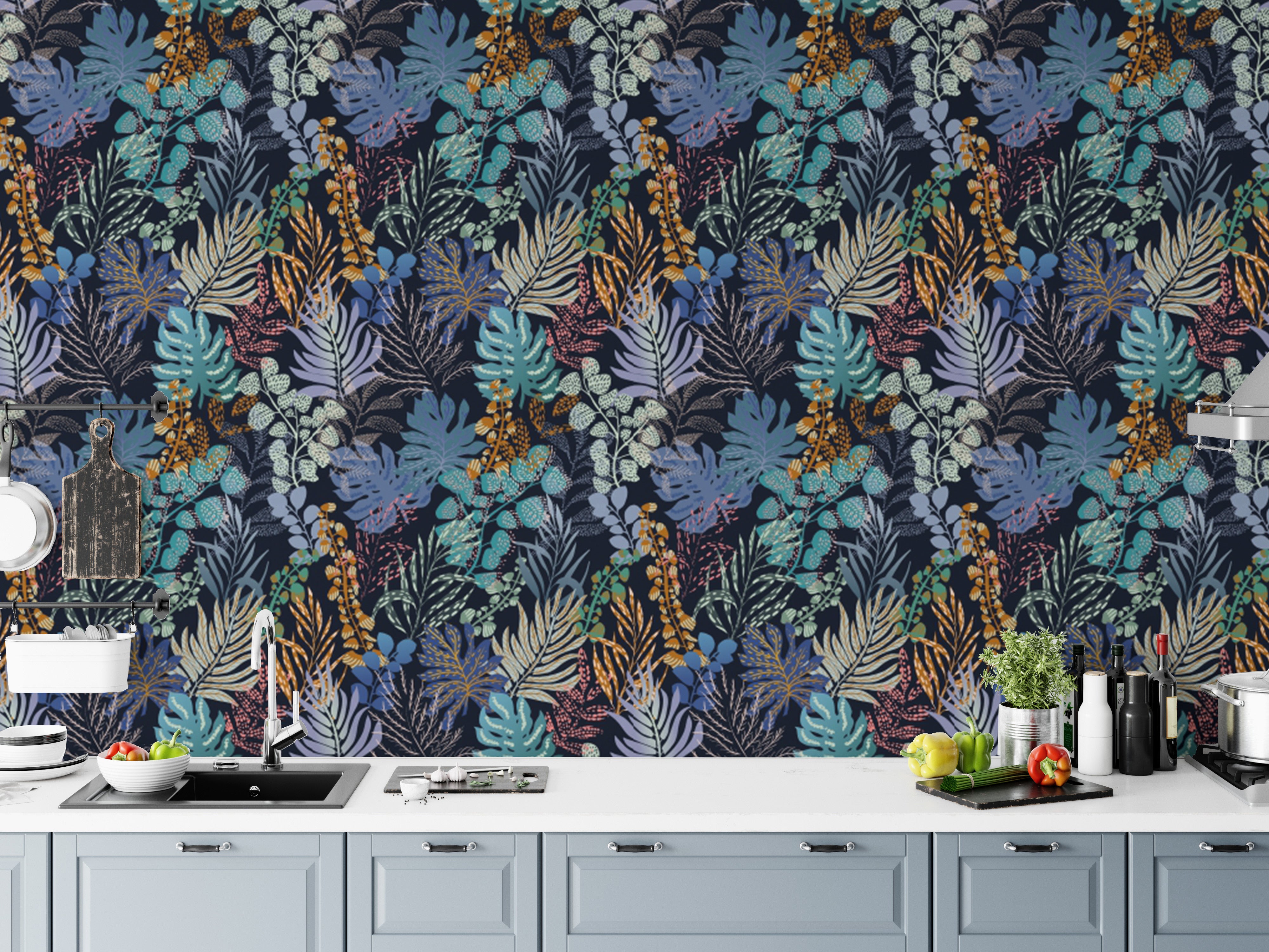 Jungle night wallpaper with self-adhesive features