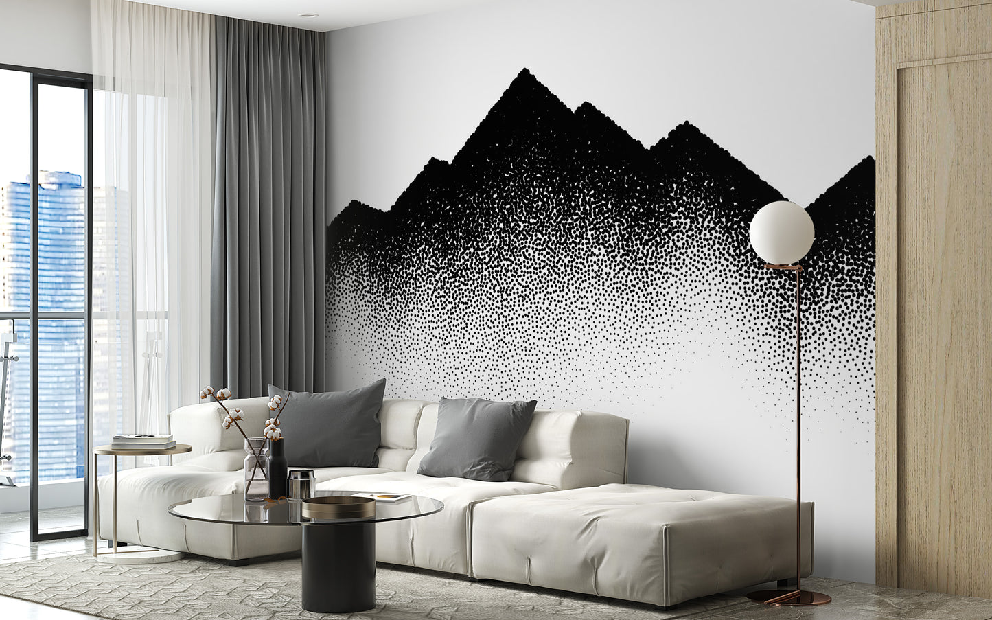 Minimalist mountain dot mural