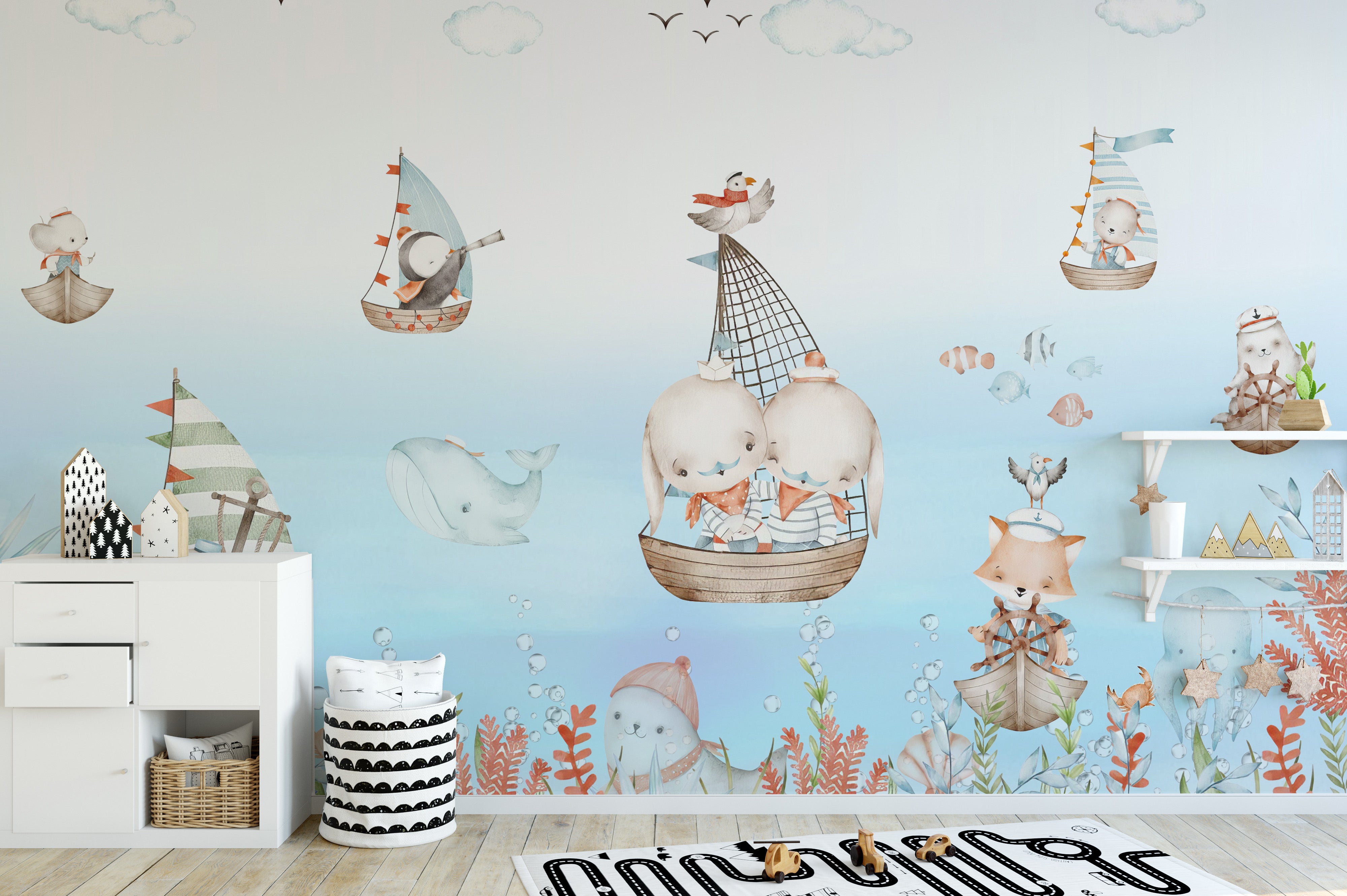 Nautical Nursery Voyage Wallpaper for themed rooms