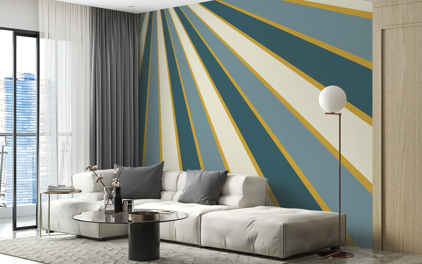 Colorful abstract stripes mural