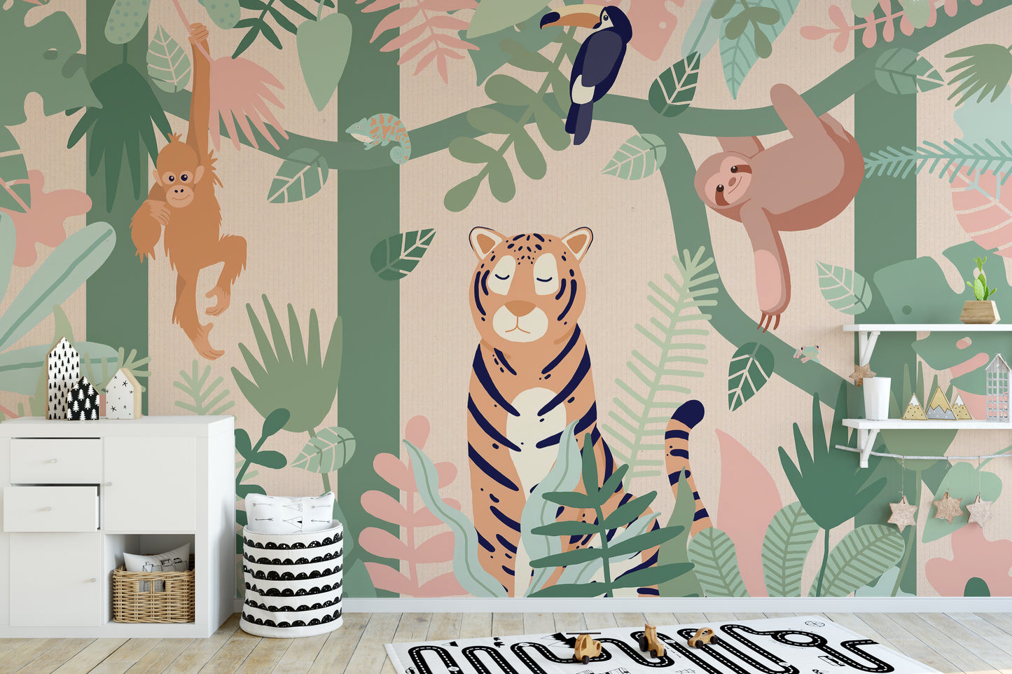 Kids Jungle animal friends wallpaper mural